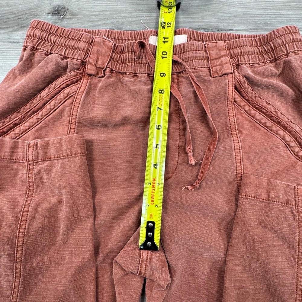 Anthropologie Cargo Jogger Pants Red Cotton Blend Drawstring Waist Womens 28 - Picture 7 of 10